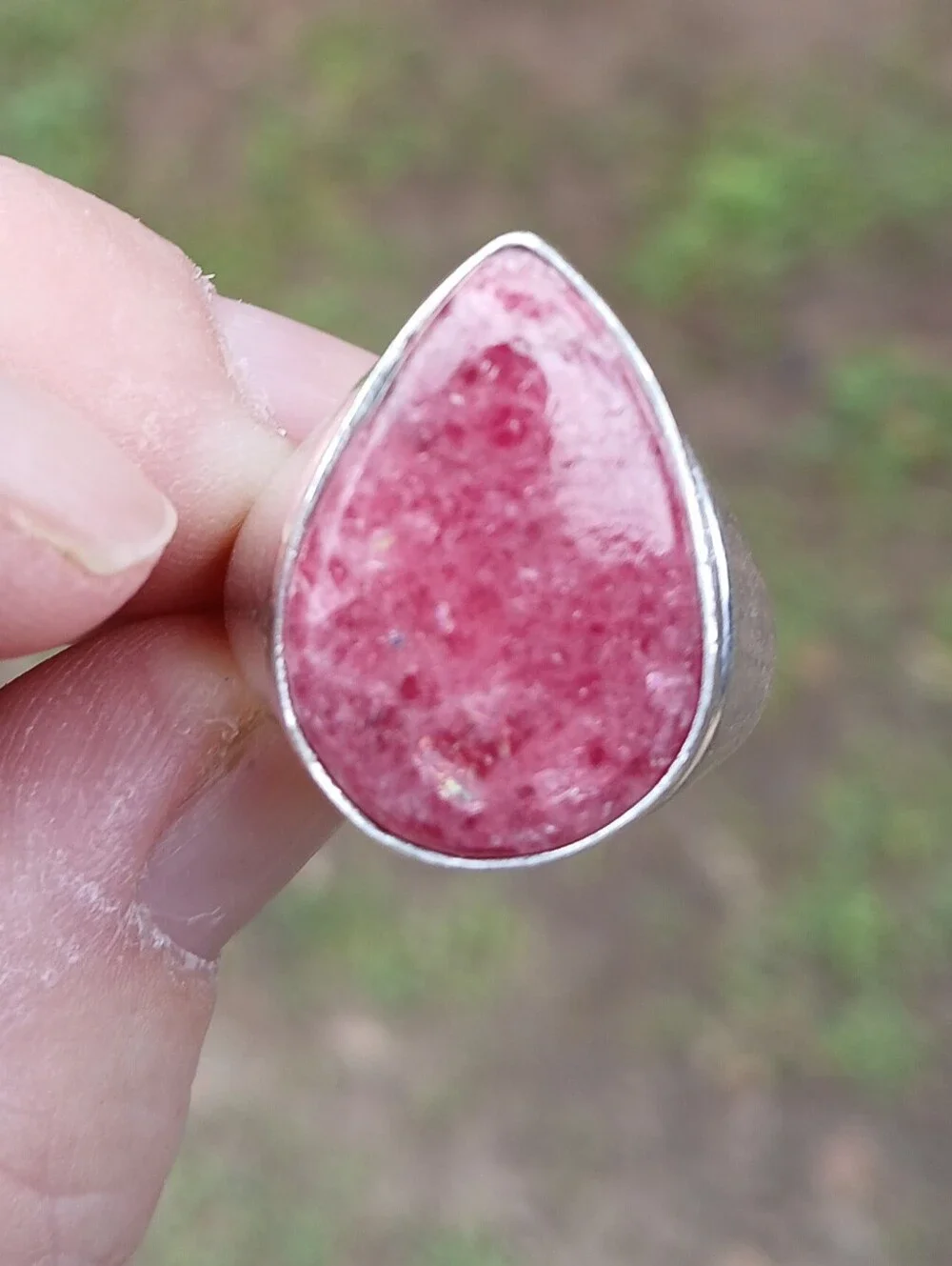 New Men's Rhodonite 925 Silver Ring.